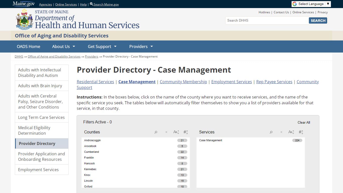 Provider Directory - Case Management | Department of Health and Human ...